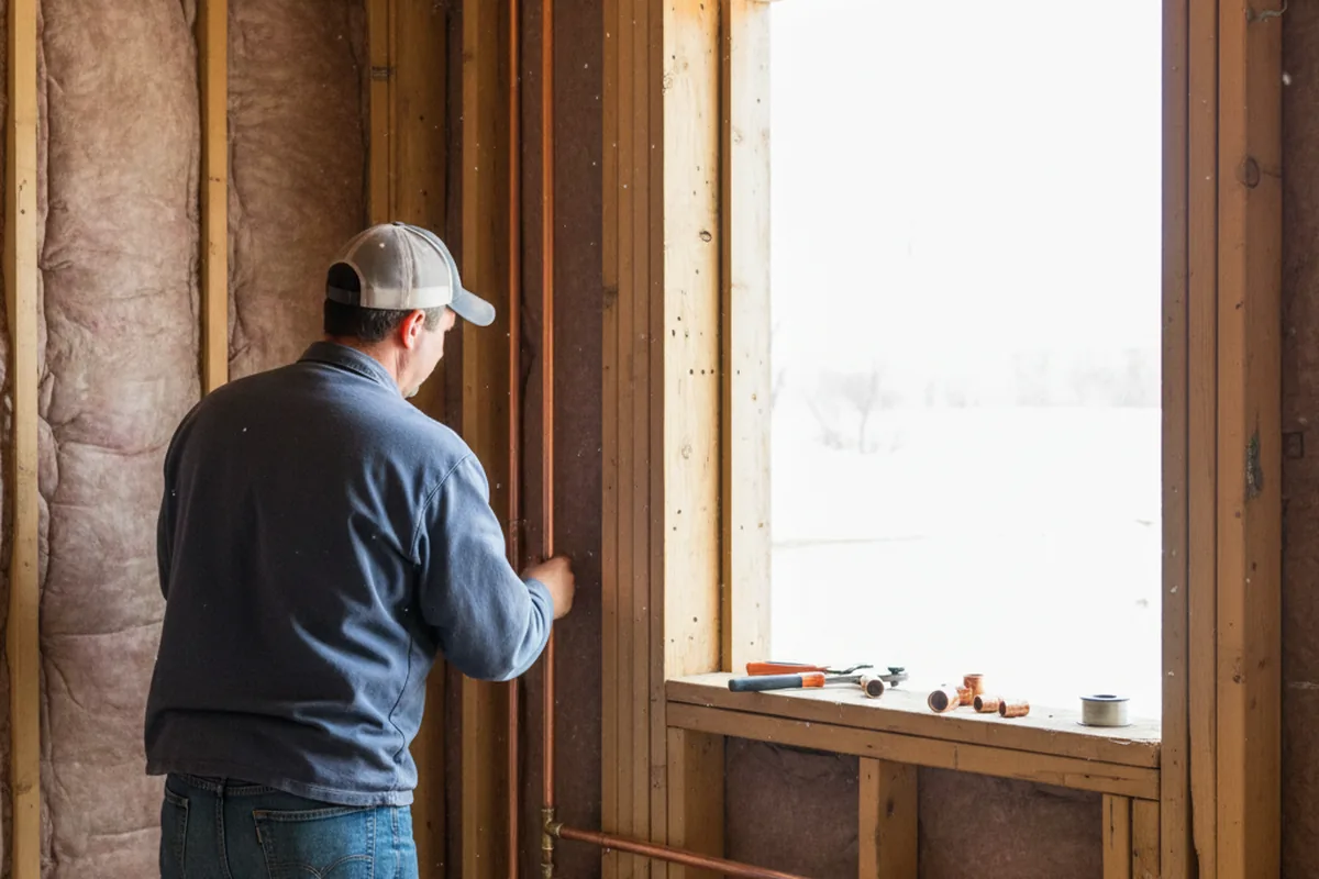 Licensed plumber running new copper supply lines in a Brainerd home