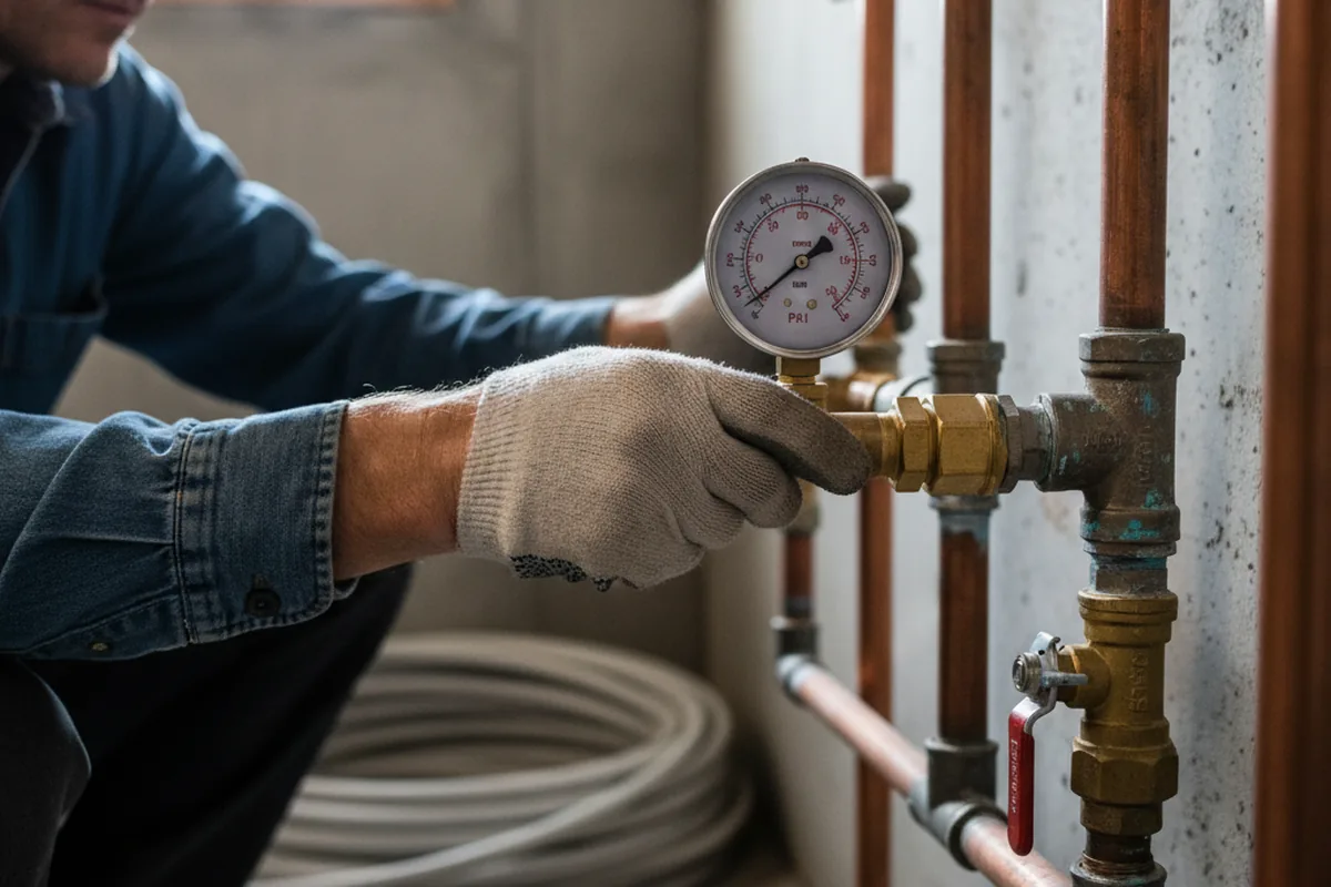 Pressure testing a repaired line during Water Line Repair in Brainerd